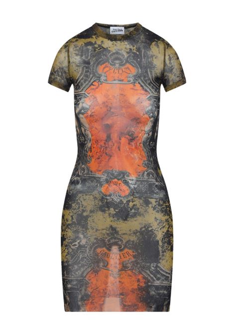 abito corto mesh printed médaillon donna multicolor JEAN PAUL GAULTIER | 25/03-W-DR024-M006P004115